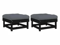 vidaxl Taburetes de jardín con cojines 2 uds madera maciza pino Negro Hot