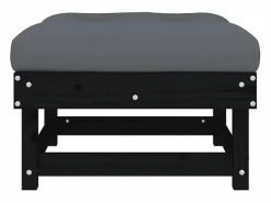 vidaxl Taburetes de jardín con cojines 2 uds madera maciza pino Negro Hot