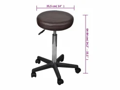 Taburete De Oficina|Taburetes de oficina 2 uds cuero sintético marrón ES456947