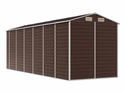 Garden Furniture Tampa Cobertizo de jardín acero galvanizado marrón 191x555x198 cm Marru00f3n Discount
