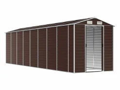 Garden Furniture Caseta De Jardín|Tampa Cobertizo de jardín acero galvanizado marrón 191x725x198 cm