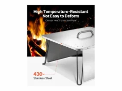 Tapa de Brasero SucceBuy de Acero Inoxidable, 64.5 x 64.5 x 37 cm, Deflector de Calor Exterior para Fogatas, Camping y Calefacción de Madera Plateado New