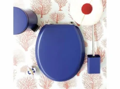Tapa de WC Dolce de madera moldeada marino con bisagras robustas de acero inoxidable, diseño mate y dimensiones 47x38 cm Azul Discount