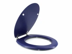 Tapa de WC Dolce de madera moldeada marino con bisagras robustas de acero inoxidable, diseño mate y dimensiones 47x38 cm Azul Discount