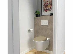 Tapa De Inodoro|Tapa de WC Marina Taupe en Polipropileno Desmontable con Fijación Universal – Fabricación Francesa