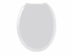 Tapa de WC Sweet en madera moldeada blanca brillante con bisagras de metal cromado, dimensiones 49x39x6 cm Blanco Clearance