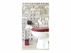 Tapa De Inodoro|Tapa WC Dolce Cardinal de Madera Moldeada Rojo con Bisagras de Acero Inoxidable y Acabado Mate