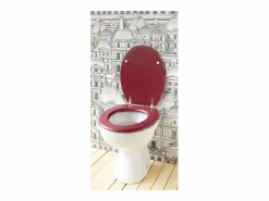 Tapa De Inodoro|Tapa WC Dolce Cardinal de Madera Moldeada Rojo con Bisagras de Acero Inoxidable y Acabado Mate