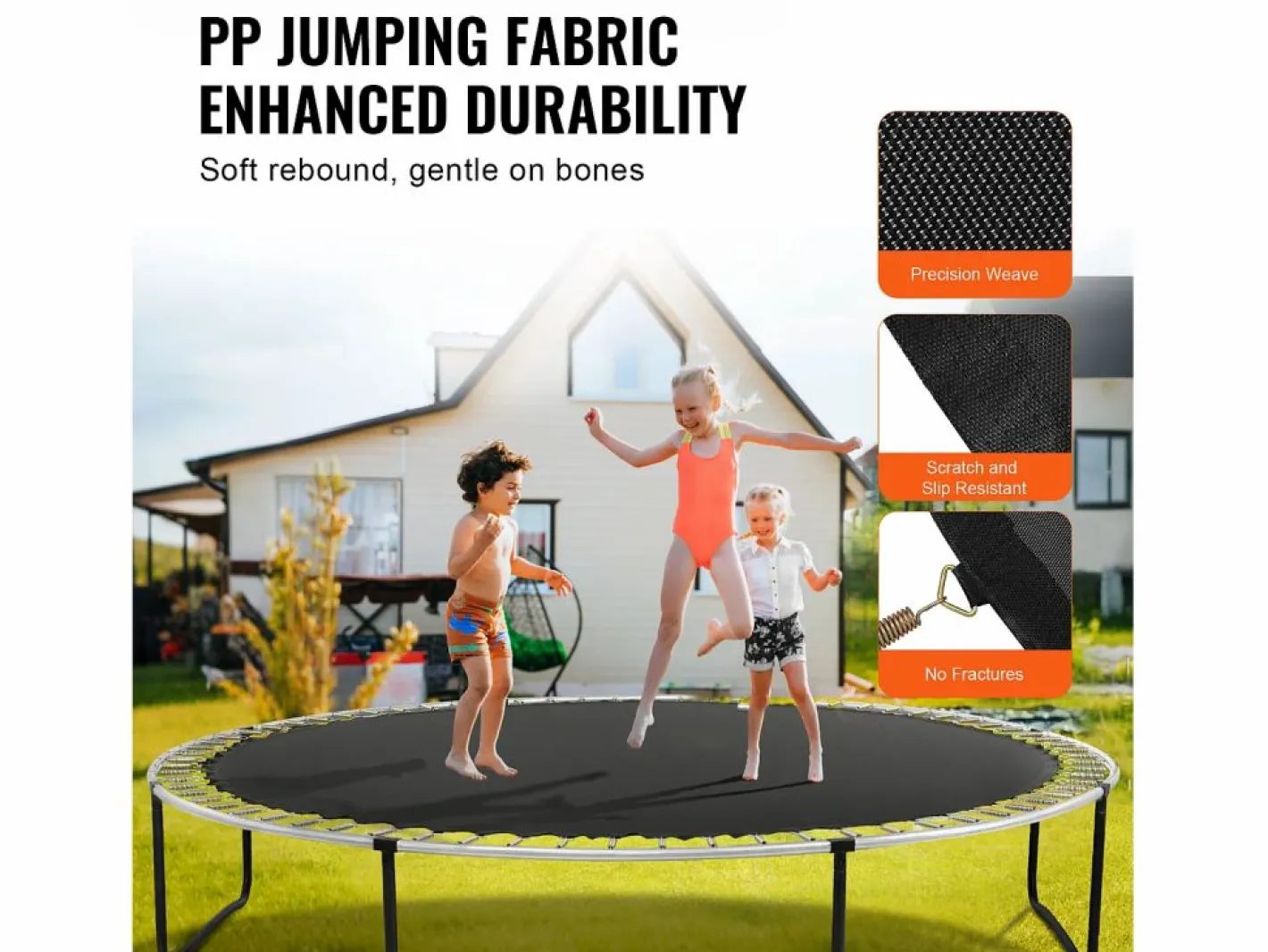 Cama Elástica|Tapiz de Reemplazo para Trampolín SucceBuy, Marco de 457 cm, 96 Aros en V, Resorte de 18 cm