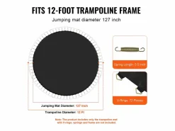 Cama Elástica|Tapiz de Reemplazo para Trampolín SucceBuy, Marco de 366 cm, 72 Aros en V, Resorte de 14 cm