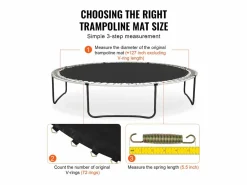 Cama Elástica|Tapiz de Reemplazo para Trampolín SucceBuy, Marco de 366 cm, 72 Aros en V, Resorte de 14 cm