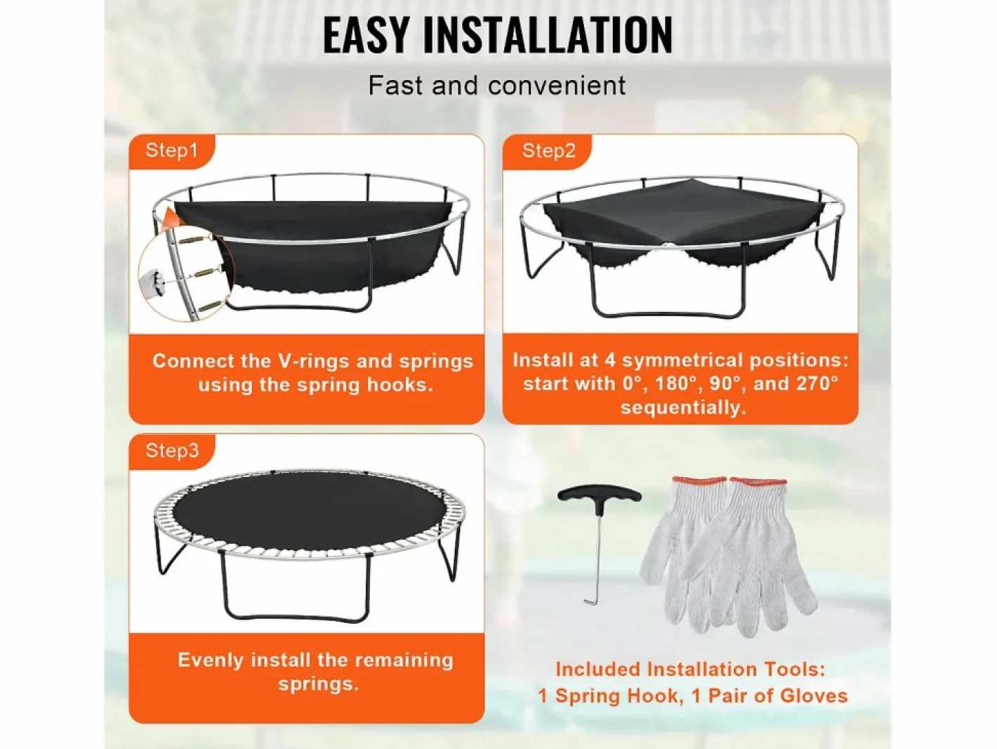 Tapiz de Reemplazo para Trampolín SucceBuy, Marco de 427 cm, 72 Aros en V, Resorte de 16 a 18 cm^ New