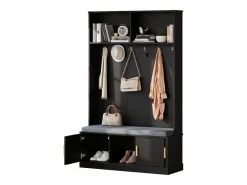 Merax Armario De Entrada|Taquilla - 120 x 40 x 191 cm - con banco zapatero + armario + 6 ganchos triples - aglomerado -