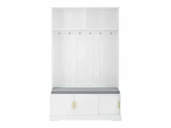 Merax Taquilla - 120 x 40 x 191 cm - con banco zapatero + armario + 6 ganchos triples - aglomerado - Blanco Clearance