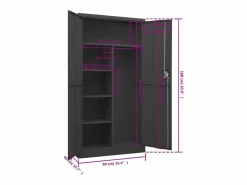 Armario Oficina|Taquilla Antracita 90x40x180 cm Acero