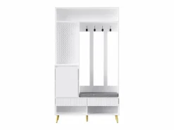 Taquilla con 2 cajones y 1 puerta - 4 ganchos y banco zapatero - Blanco Clearance