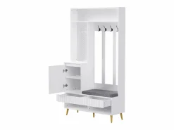 Taquilla con 2 cajones y 1 puerta - 4 ganchos y banco zapatero - Blanco Clearance