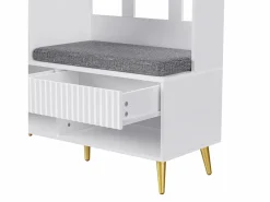 Taquilla con 2 cajones y 1 puerta - 4 ganchos y banco zapatero - Blanco Clearance