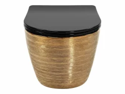 Taza De Inodoro Wc Carlo Mini Tornado Black/Brushed Gold^Rea Best