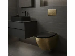 Taza De Inodoro Wc Carlo Mini Tornado Black/Brushed Gold^Rea Best