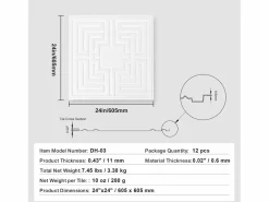 Tejas Autoadhesivas PVC SucceBuy Placas de Techo Pack de 12 60.96CM x 60.96CM PVC Instalación Fácil Eco Estilo Blanco