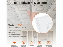 Tejas Autoadhesivas PVC SucceBuy Tejas de Techo Paquete de 12 60.96CM x 60.96CM PVC Instalación Fácil Geométrico Blanco