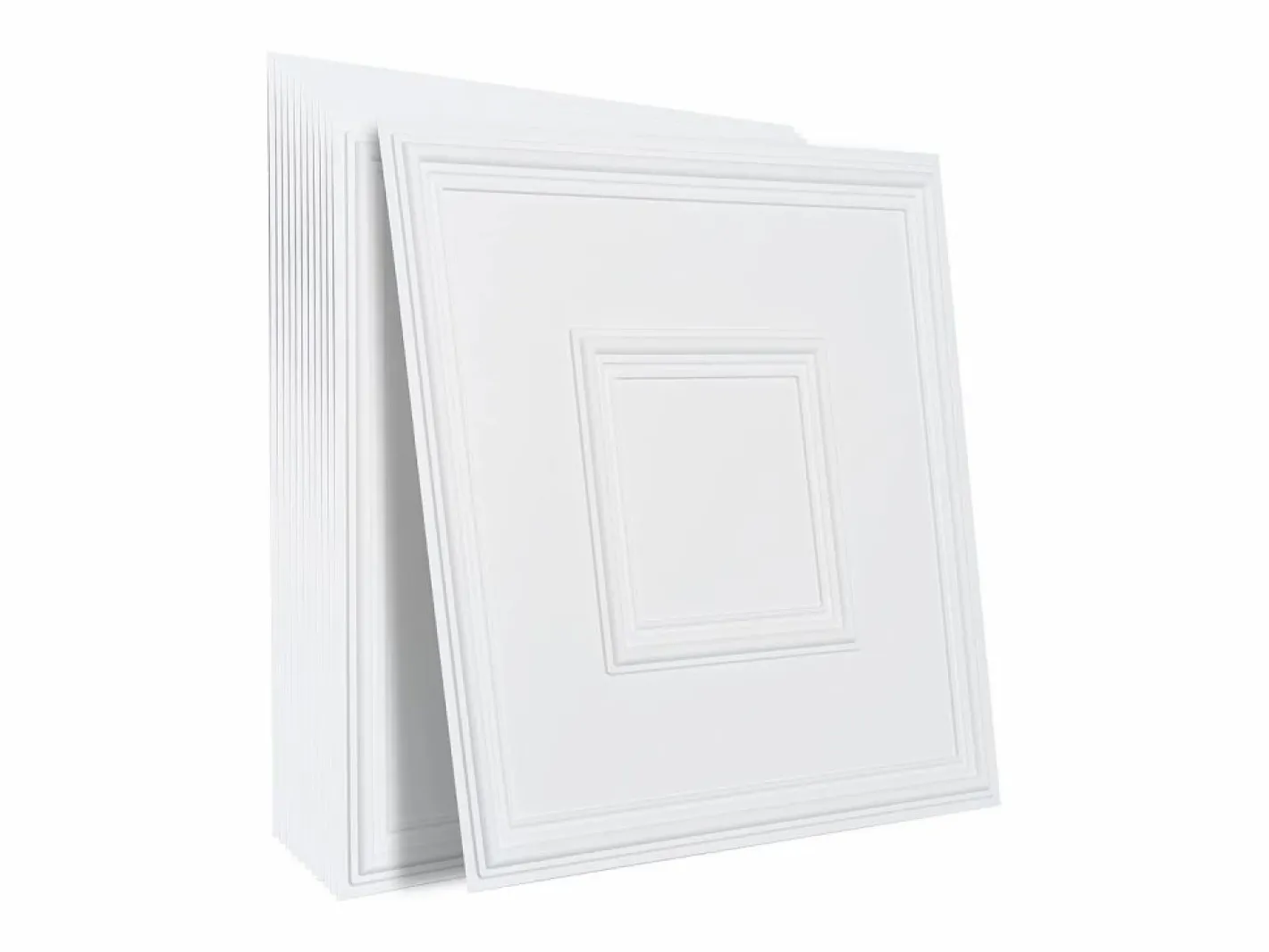 Tejas Autoadhesivas PVC SucceBuy Tejas de Techo Paquete de 12 60.96CM x 60.96CM PVC Instalación Fácil Geométrico Blanco