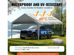 Tejido de Avent SucceBuy de Repuesto para Abri D'Automóvil, 366 x 610 cm, , Lona Resistente para Cobertizo de Garaje, Impermeable y con Protección UV Gris