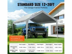 Tejido de Avent SucceBuy de Repuesto para Abri D'Automóvil, 366 x 610 cm, , Lona Resistente para Cobertizo de Garaje, Impermeable y con Protección UV Gris