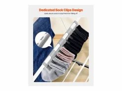 Tendedero Plegable SucceBuy, Tendedero de Pie de 2 Niveles, con Pinzas para Calcetines y 31 Barras de Secado, de Metal, Altura Ajustable, Blanco^ Outlet