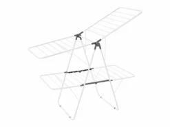 Tendedero Plegable SucceBuy, Tendedero de Pie de 2 Niveles, con Pinzas para Calcetines y 31 Barras de Secado, de Metal, Altura Ajustable, Blanco^ Outlet