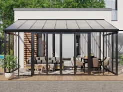 EXPERTLAND Terraza cerrada de policarbonato con protección UV 15,8 m² antracita MATHILDA Gris antracita