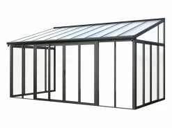 EXPERTLAND Terraza cerrada de policarbonato con protección UV 15,8 m² antracita MATHILDA Gris antracita