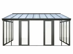 EXPERTLAND Terraza cerrada de policarbonato con protección UV 15,8 m² antracita MATHILDA Gris antracita