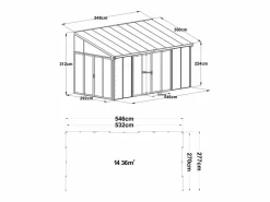 EXPERTLAND Terraza cerrada de policarbonato con protección UV 15,8 m² antracita MATHILDA Gris antracita