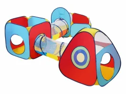 Cabaña Infantil|Tienda de Juego 5 en 1 para Niños SucceBuy con Túnel, Canasta de Baloncesto para Bebés, Varones y Niñas