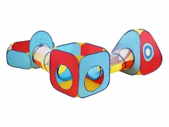 Cabaña Infantil|Tienda de Juego 5 en 1 para Niños SucceBuy con Túnel, Canasta de Baloncesto para Bebés, Varones y Niñas
