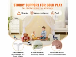 Cabaña Infantil|Tienda de Juego para Niños SucceBuy, 1 a 5 Años, Yurta, con Alfombra y Lámpara
