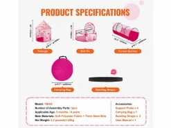 Tienda SucceBuy Conjunto de Tienda de Juego y Túnel Pop-Up para Niñas Princesa con Estuche de Transporte Best