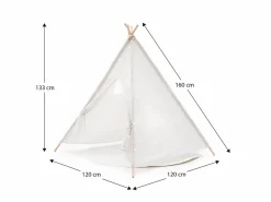Robincool Tipi Infantil Montesori Koda 120x120x150 cm Plegable Uso Interior y Exterior Fabricado en Tela Blanca Luces Alfombra Blanco Hot