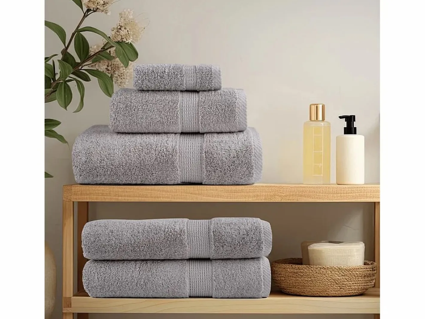 Toallas de baño 4 uds 100% algodón 100x150 cm 600 gsm ES934950^ Clearance