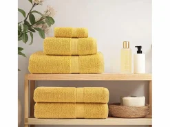 Toallas de baño 10 uds 100% algodón amarillo 100x150 cm 600 gsm ES930090^