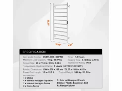Toallero Calefactable SucceBuy Toallero Calefactable de 10 Barras - , para Baño^ Hot
