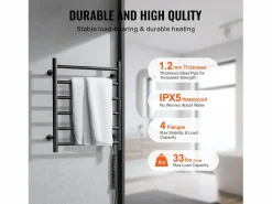 Toallero Calefactable SucceBuy Toallero de Pared de 6 Barras, Toallero de Baño Térmico, Negro Clearance