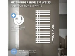 LuxeBath Toallero Eléctrico|Toallero de pared de diseño con radiador y porta toallas, 500 x 1200 cm, color