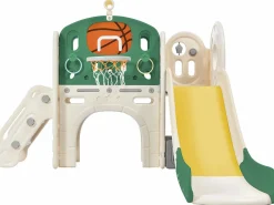 Tobogán 4 en 1 - con escaleras, espacio de almacenamiento y canasta de baloncesto -^ModernLuxe Discount