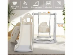Tobogán infantil 5 en 1 - 179 x 184 x 103 cm - HDPE - Con columpio y espacio de almacenamiento -^Merax Clearance