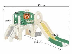 Hauss Spole Tobogán|Tobogán infantil combinado con aro de baloncesto y escalera -