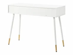 Merax Tocador - 100 x 40 x 76 cm - Escritorio con 2 cajones - Patas metálicas - MDF - (sin espejo) Blanco Online
