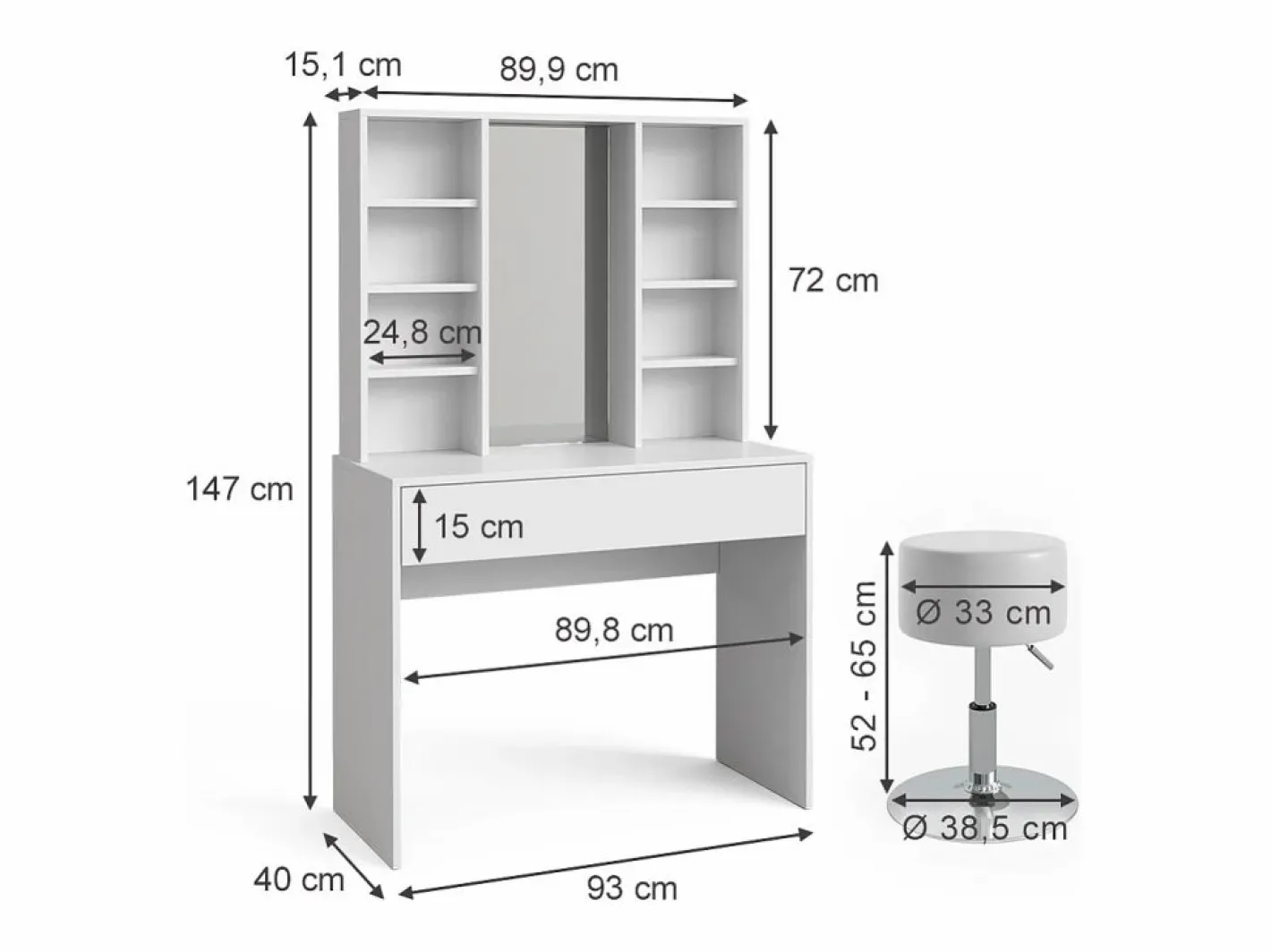 Vicco Tocador 93x40x147 alexa Blanco New